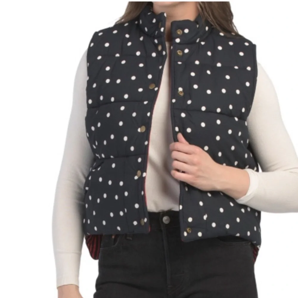Clare V. Emile Black & White Scattered Polka Dot Vest - Picture 7 of 10